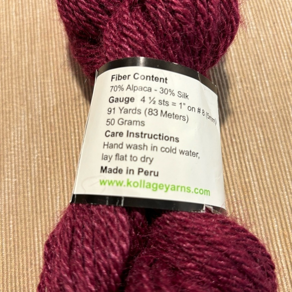 SOLACE KOLLAGE Colour 7701 Alpaca Silk Blend Metallic Thread Made in Peru NEW - Picture 3 of 4